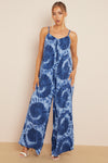 Royal Blue Tie-Dye Strappy Jumpsuit