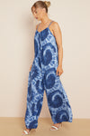 Royal Blue Tie-Dye Strappy Jumpsuit