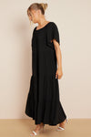 Black Tiered Off Shoulder Maxi Dress