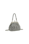 Silver Crystal Kiss Lock Clutch Bag