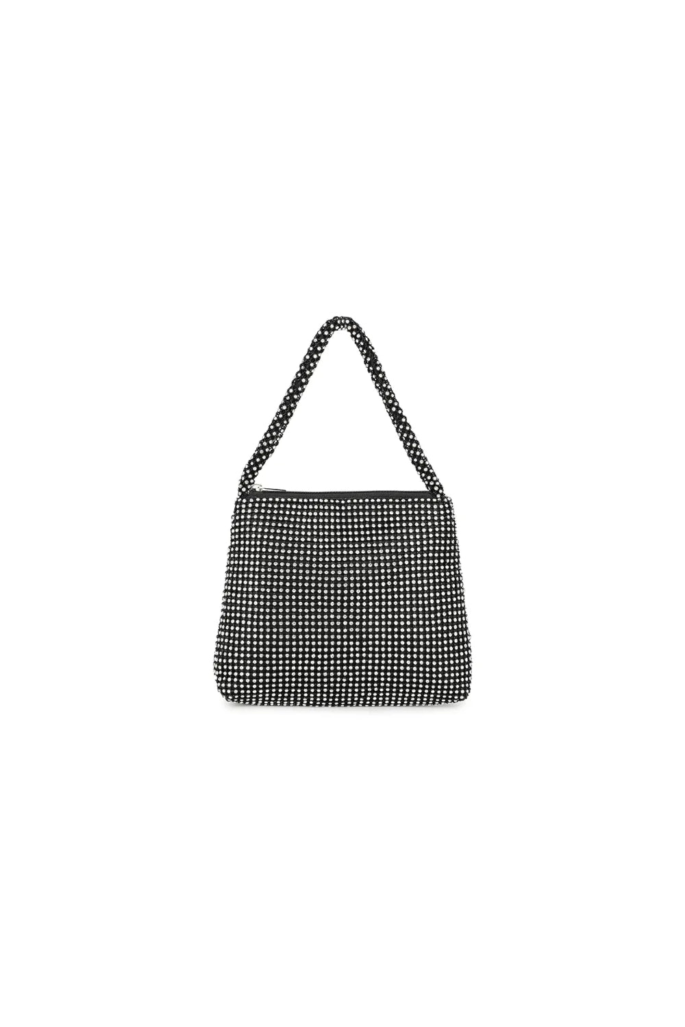 Black Small Top Handle Crystal Mesh Evening Bag
