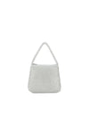 Silver Small Top Handle Crystal Mesh Evening Bag