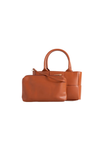Brown 2 Piece Top Handle Handbag