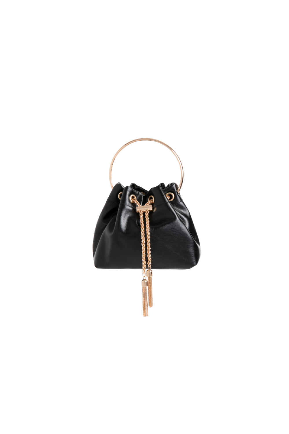 Black Top Handle Leather Look Bag