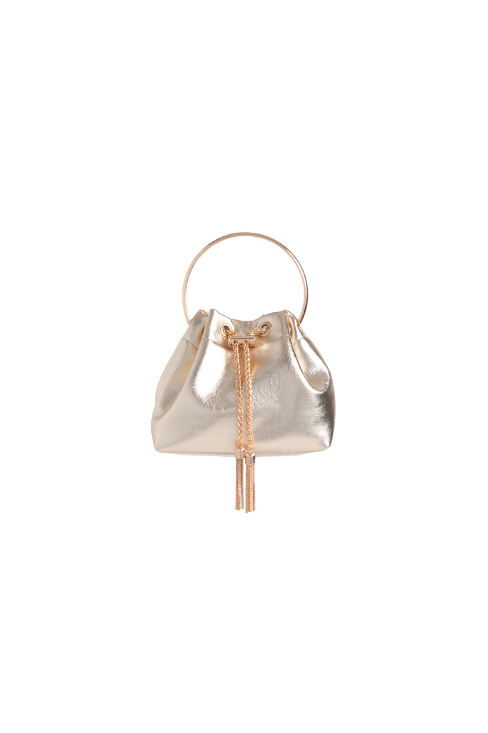 Gold Top Handle Leather Look Bag