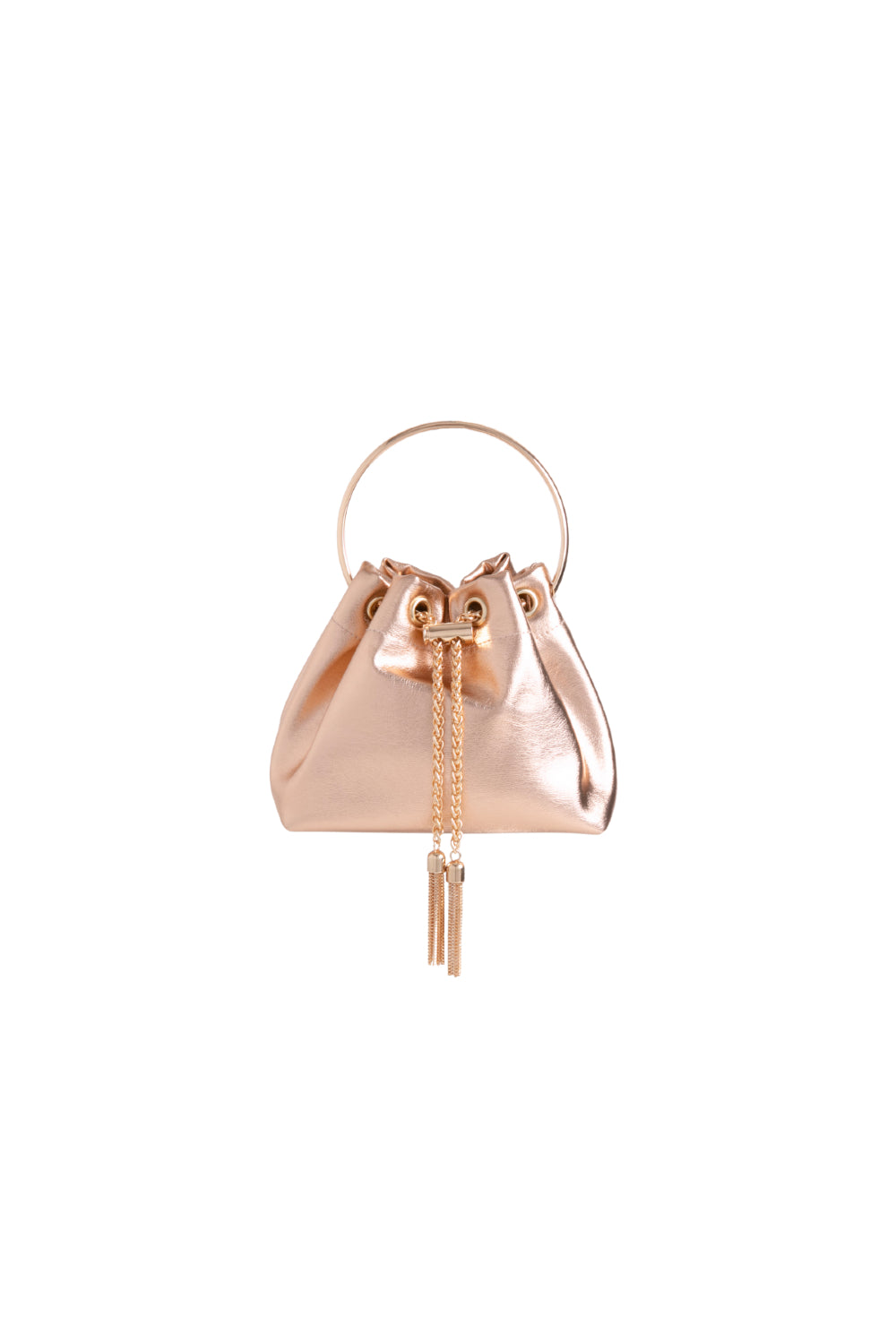 Rose Gold Top Handle Leather Look Bag