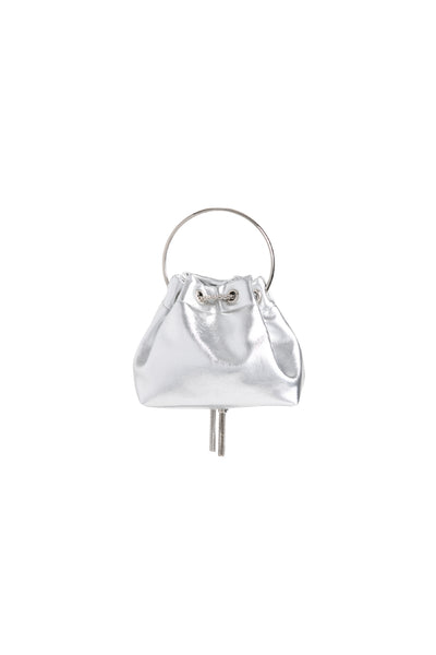 Silver Top Handle Leather Look Bag
