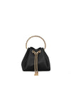 Black Top Handle Satin Evening Bag