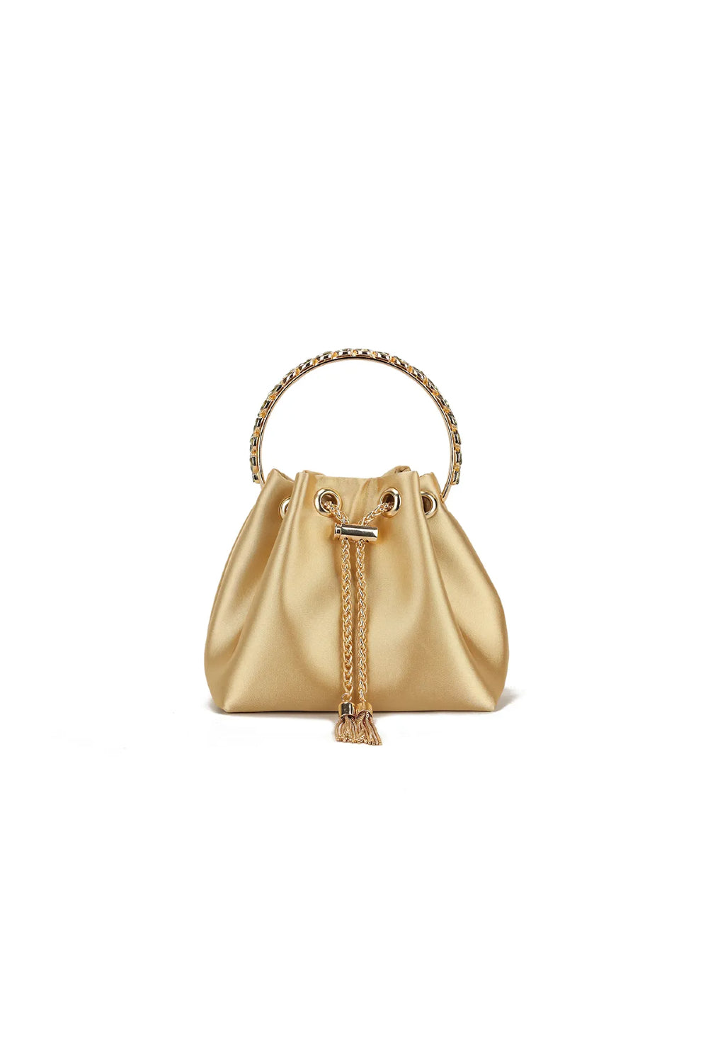 Gold Top Handle Satin Evening Bag