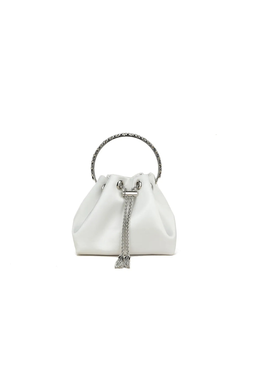 Ivory Top Handle Satin Evening Bag Aftershock London