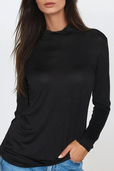 Black Turtleneck Long Sleeve Top