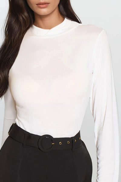 White Turtleneck Long Sleeve Top