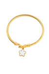 Twisted Bangle With Flower Charm In Cream