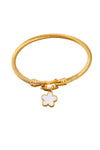 Twisted Bangle With Flower Charm In Cream