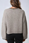 Mocha Wool Blend Contrast Edge Cardigan