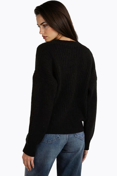 Black V-Neck Knit Cardigan