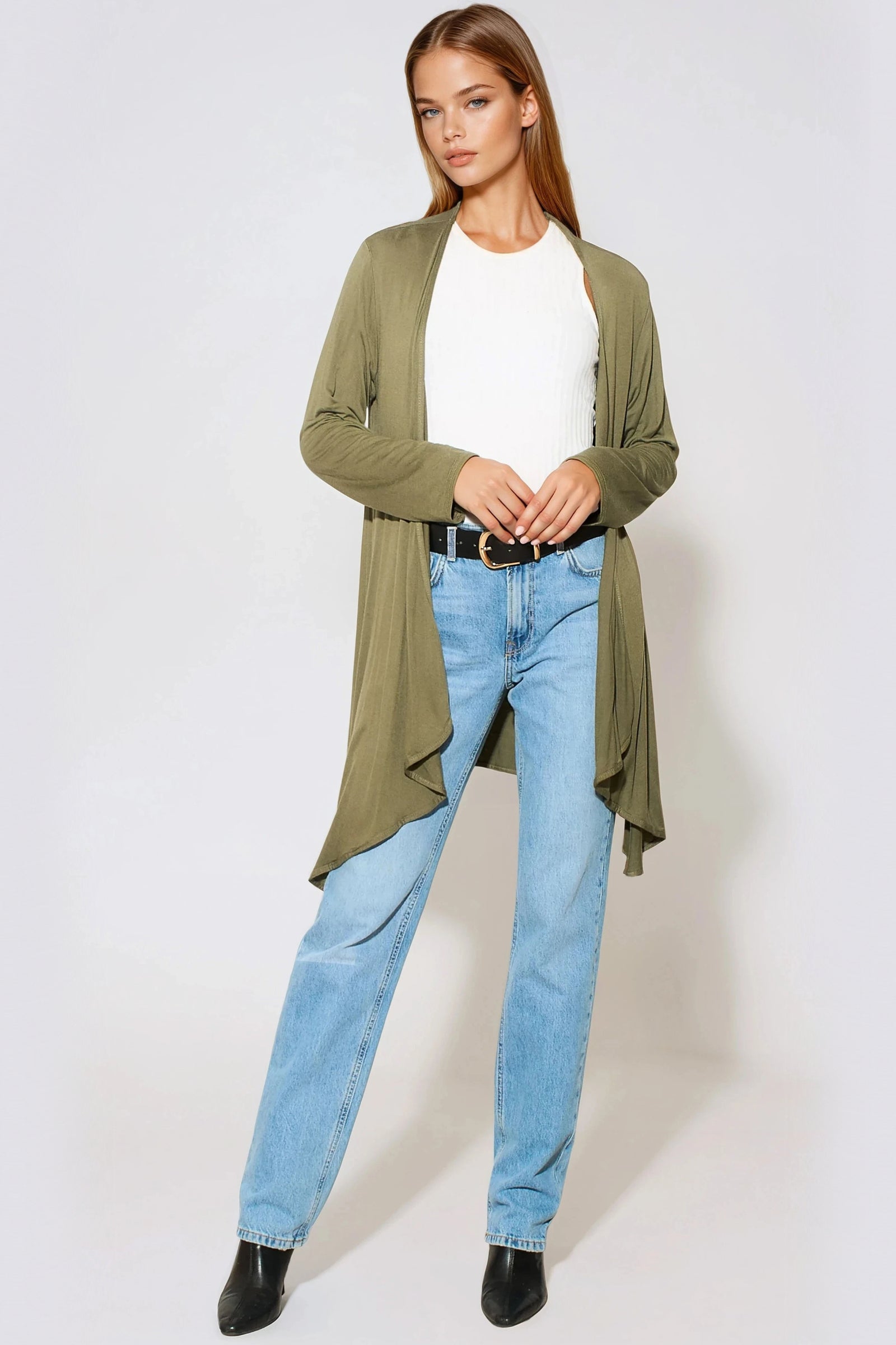 Khaki Waterfall Cardigan