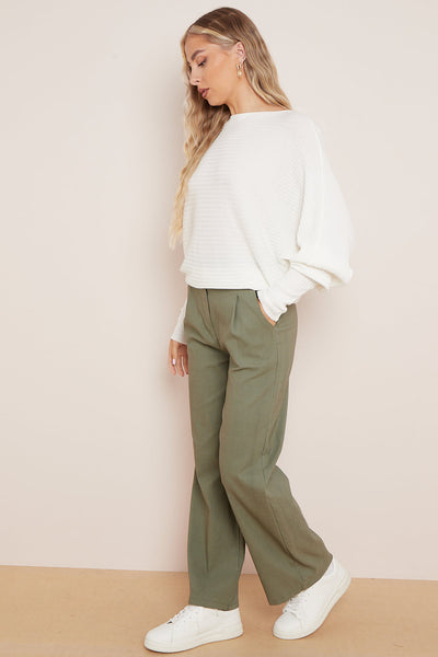 Khaki Wide Leg Trousers
