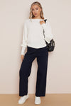 Navy Wide Leg Trousers