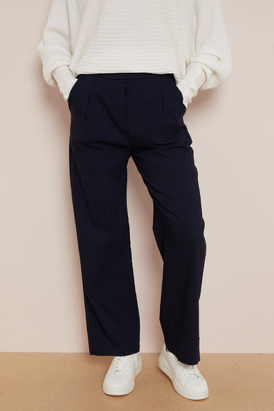 Navy Wide Leg Trousers
