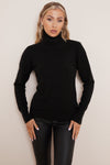 Black Wool Blend Roll Neck Jumper