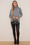 Grey Wool Blend Roll Neck Jumper