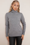 Grey Wool Blend Roll Neck Jumper