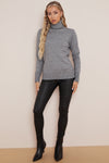 Grey Wool Blend Roll Neck Jumper