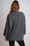 Charcoal Wool Blend Balloon Sleeve Knitted Cardigan