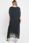 Charcoal Silk Maxi Kaftan Dress