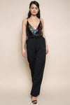 Black Combined Sequin Jumpsuit