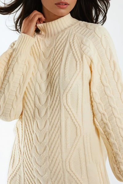 Ivory Cable Knit Jumper Dress