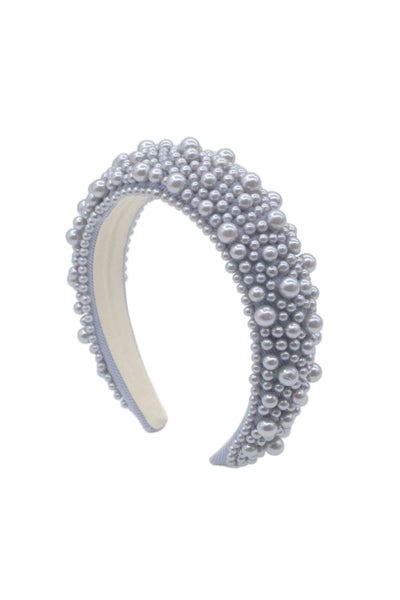 Silver Blue Pink Pearl Chunky Headband