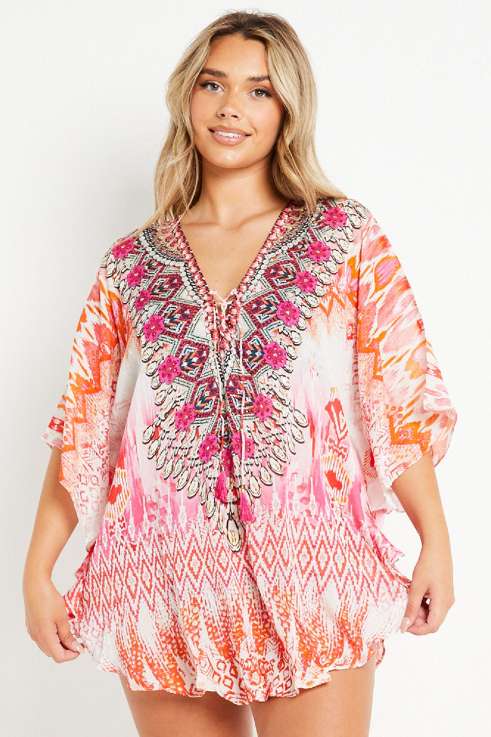 Pink Short Beach Dress Kaftan