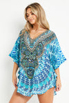 Aqua Blue Short Beach Dress Kaftan