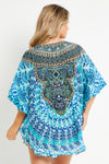 Aqua Blue Short Beach Dress Kaftan