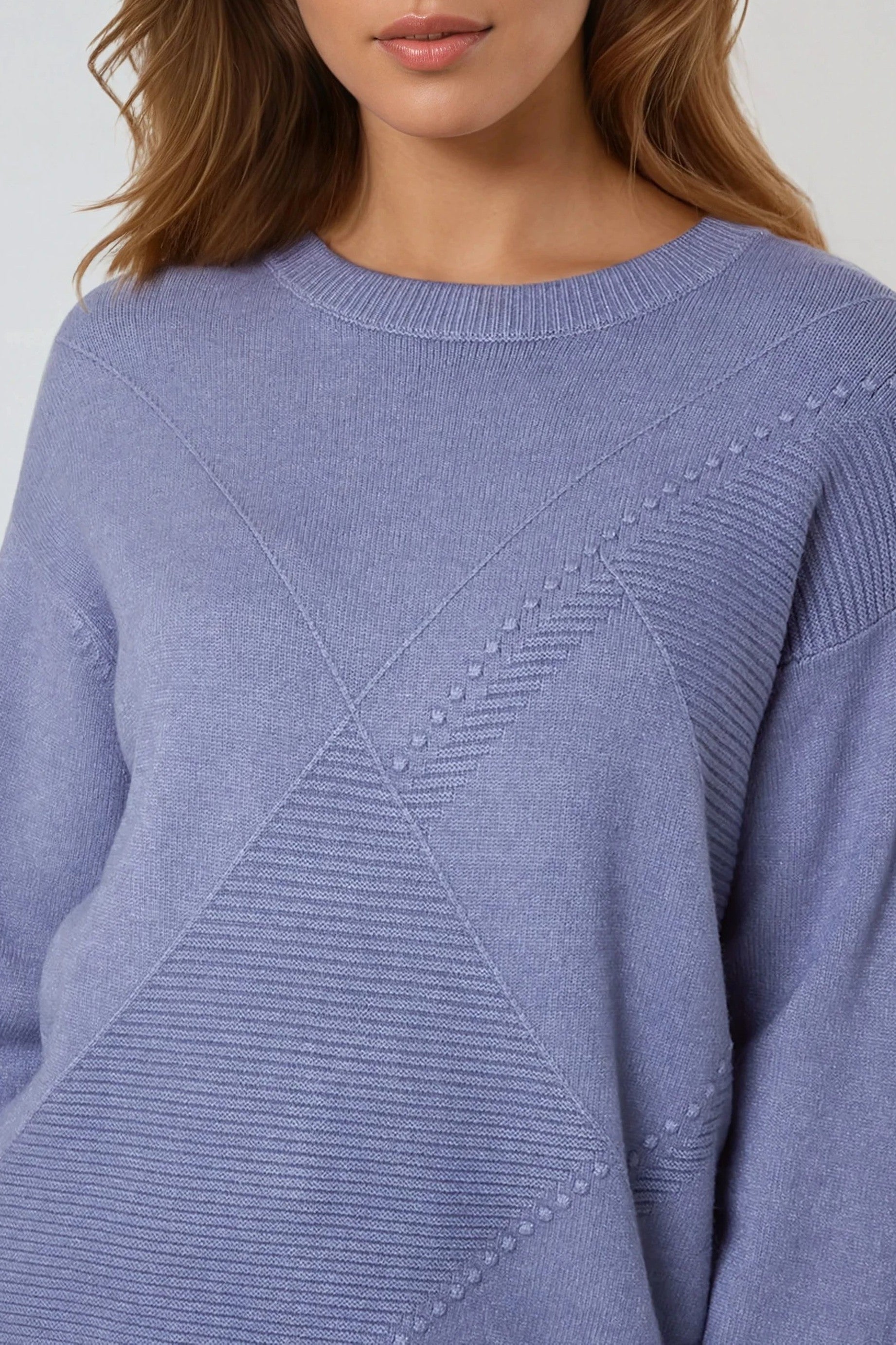 Denim Blue Geometric Knitted Jumper
