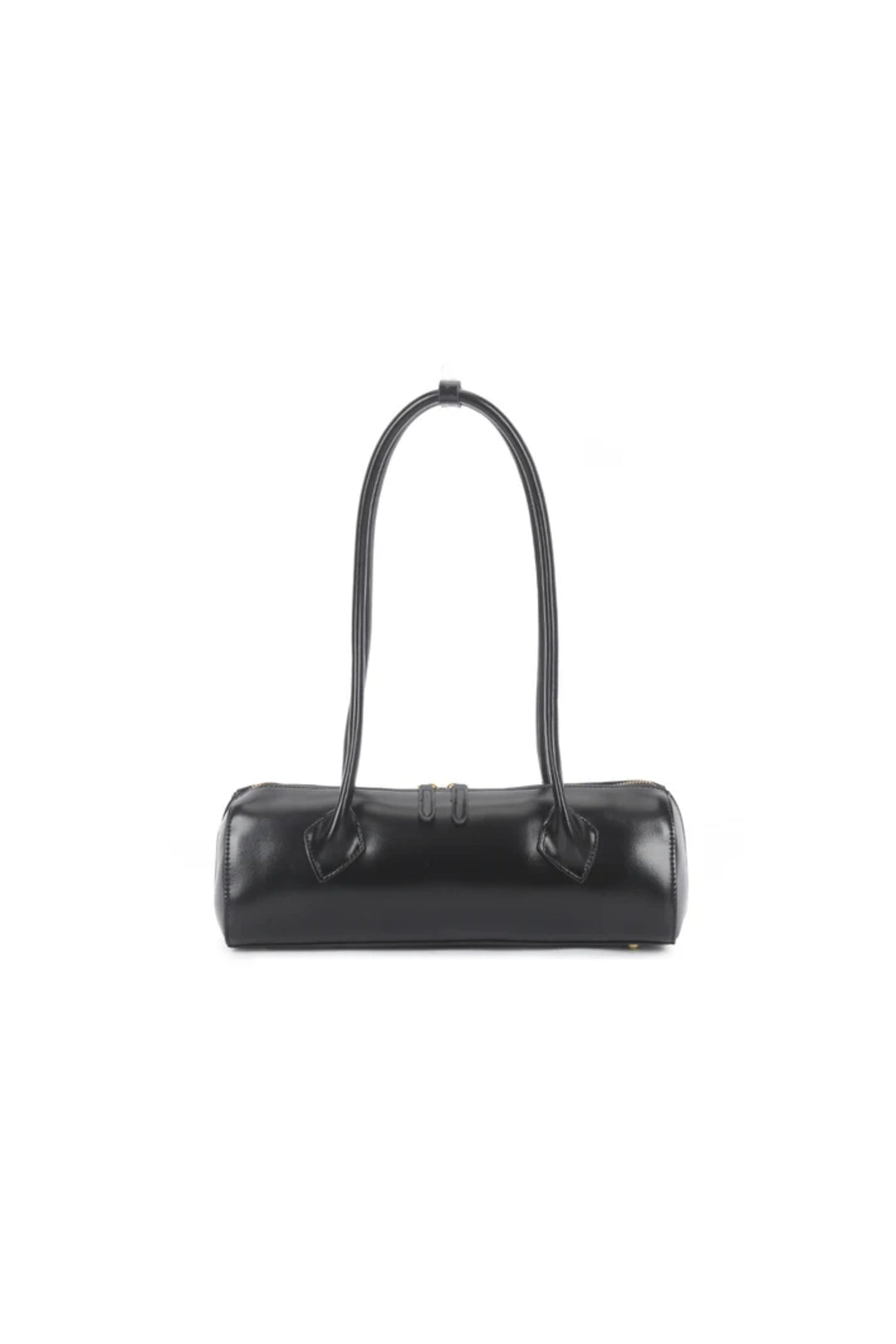 Black Faux Leather Top Handle Shoulder Bag