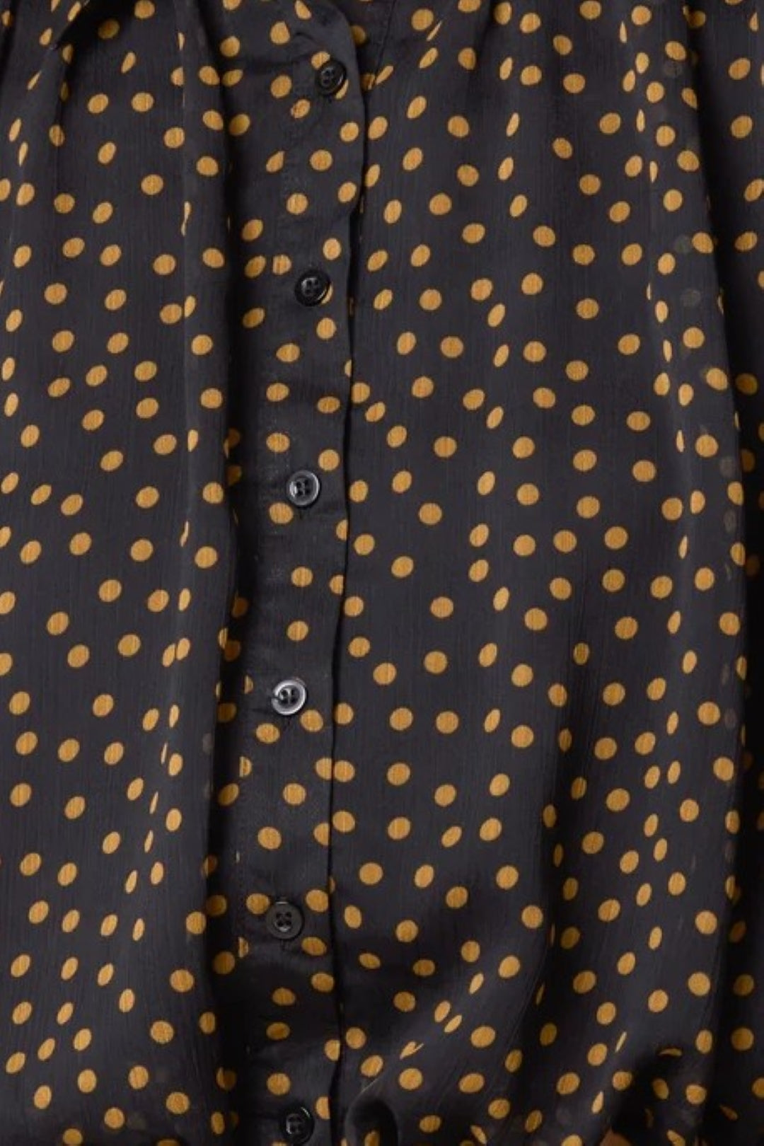 Black Polkadot Bubble Hem Blouse