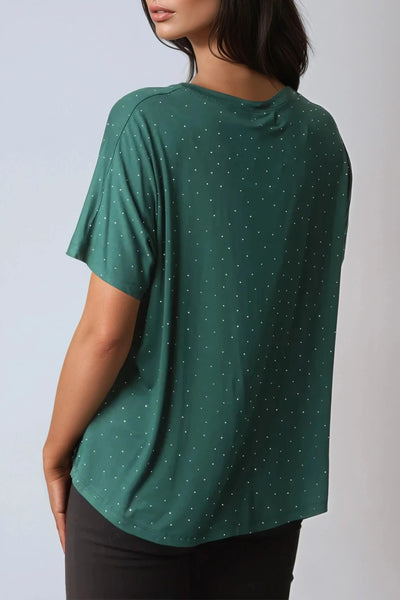 Green Embellished Round Neck T-Shirt