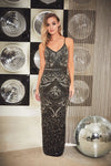 Flory Black Silver Beaded Maxi Dress