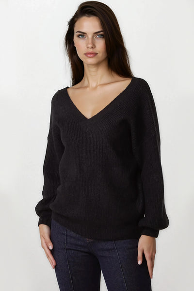 Black V-Neck Jumper
