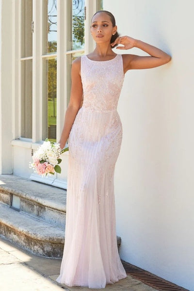 Gracey Pink High Neck Maxi Dress