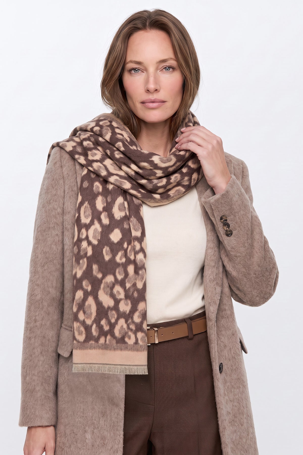 Brown Animal Print Scarf
