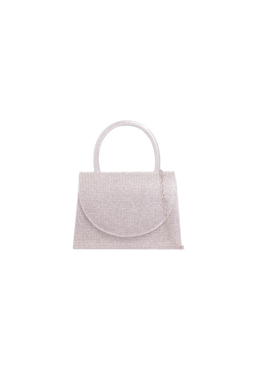 Silver Glitter Top Handle Evening Bag