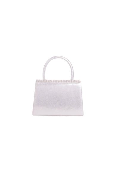 Silver Glitter Top Handle Evening Bag