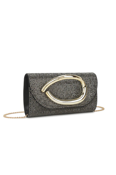 Black Crystal Embellished Evening Clutch Bag