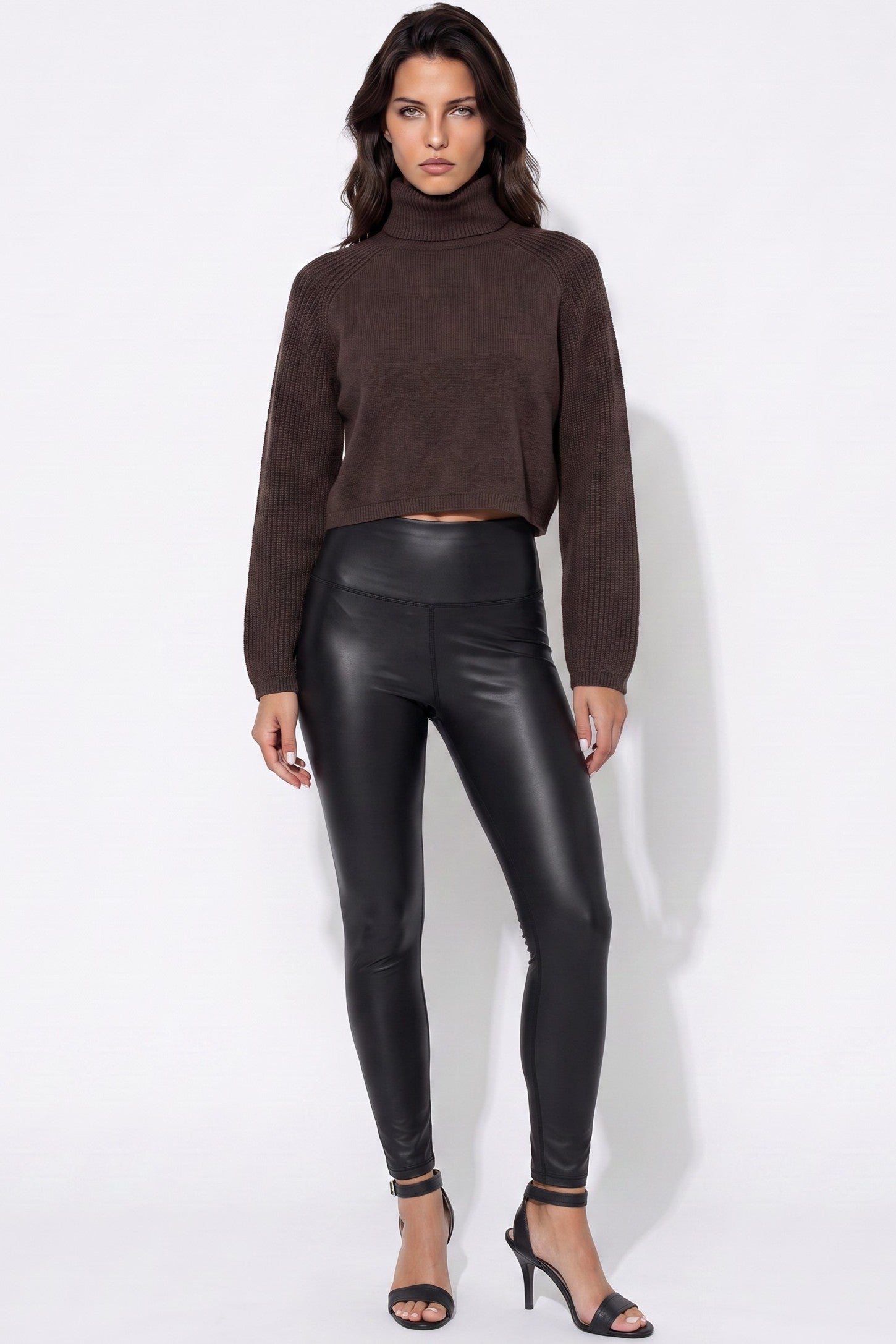 Black High‑Waist Leather‑Look Leggings