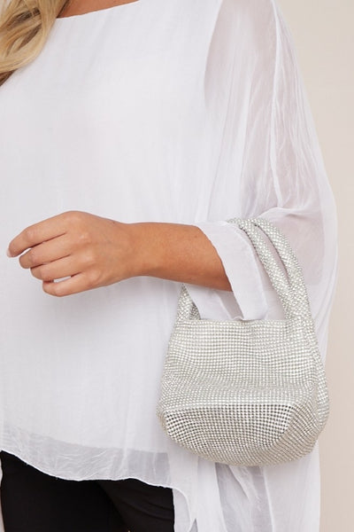 Silver Diamante Evening Mini Bag