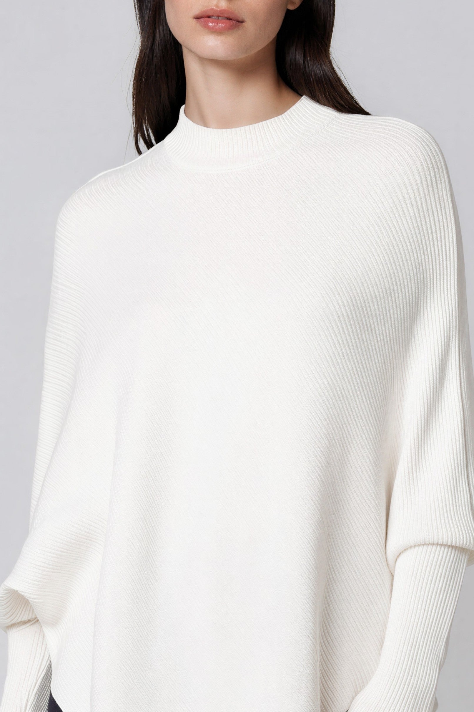 Ivory Ribbed High Neck Jumper